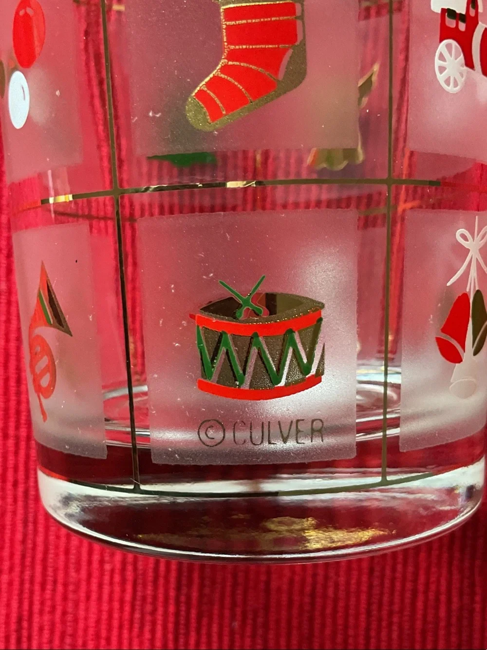 MCM Culver “Christmas Potpourri” Highball Tumbler Glasses, Set of 6